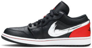 Jordan 1 Low Brushstroke Swoosh Black DA4659-001 - Brosneaker photo 2