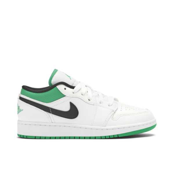 Jordan 1 Low White Lucky Green Tumbled Leather (GS) 553560-129 - Brosneaker photo 1