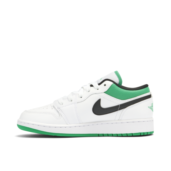 Jordan 1 Low White Lucky Green Tumbled Leather (GS) 553560-129 - Brosneaker photo 2