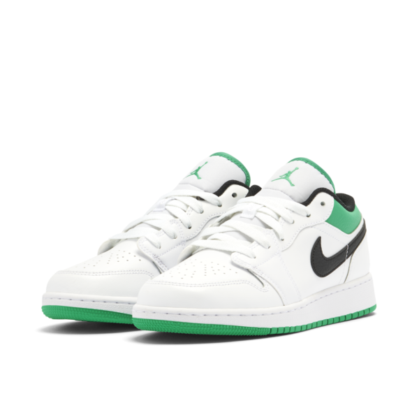 Jordan 1 Low White Lucky Green Tumbled Leather (GS) 553560-129 - Brosneaker photo 4
