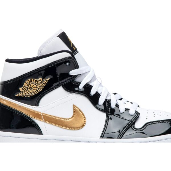 Jordan 1 Mid Patent Black White Gold 852542-007 - Brosneaker photo 2