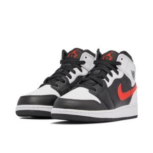 Jordan 1 Mid White Black Chile Red (GS) 554725-075 - Brosneaker photo 3