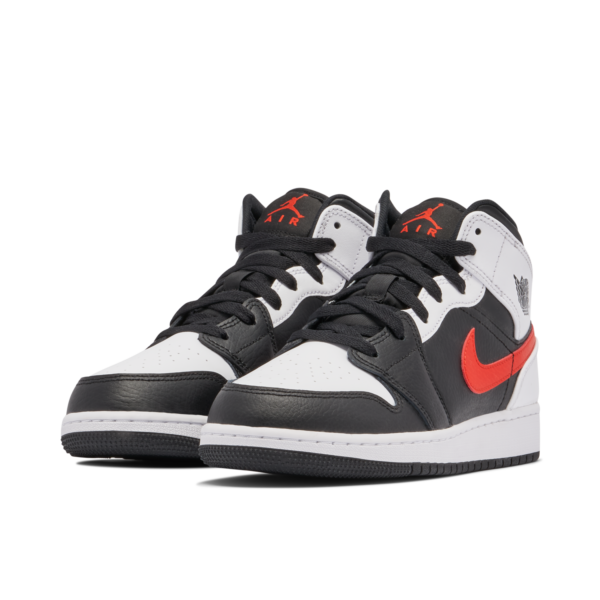 Jordan 1 Mid White Black Chile Red (GS) 554725-075 - Brosneaker photo 3