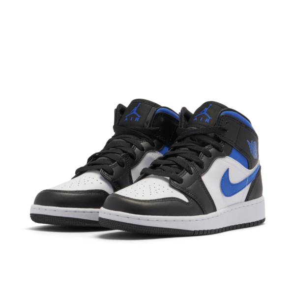 Jordan 1 Mid White Black Racer Blue (GS) 554725-140 - Brosneaker photo 4