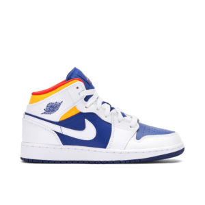 Jordan 1 Mid White Laser Orange Deep Royal Blue (GS) 554725-131 - Brosneaker photo 1