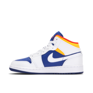 Jordan 1 Mid White Laser Orange Deep Royal Blue (GS) 554725-131 - Brosneaker photo 2