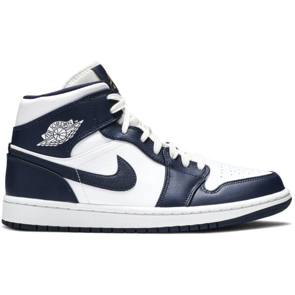 Jordan 1 Mid White Metallic Gold Obsidian 554724-174 - Brosneaker photo 1