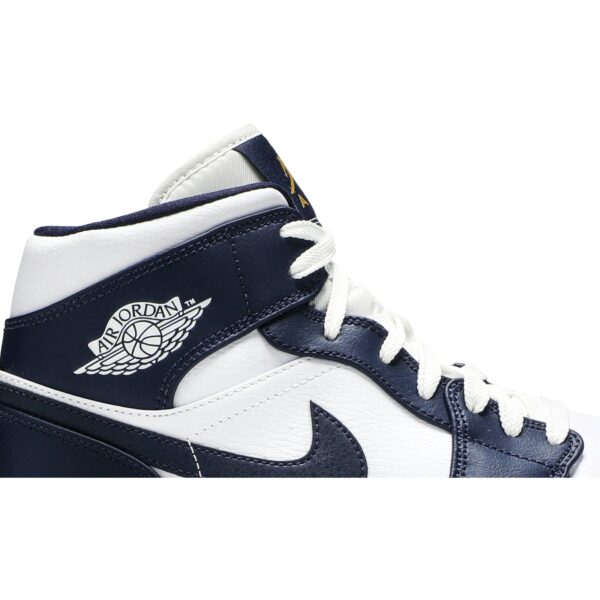 Jordan 1 Mid White Metallic Gold Obsidian 554724-174 - Brosneaker photo 2