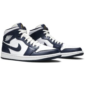 Jordan 1 Mid White Metallic Gold Obsidian 554724-174 - Brosneaker photo 8