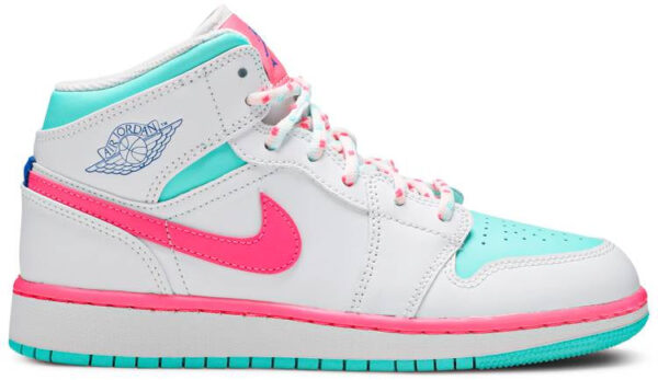 Jordan 1 Mid White Pink Green Soar (GS) 555112-102 - Brosneaker photo 1