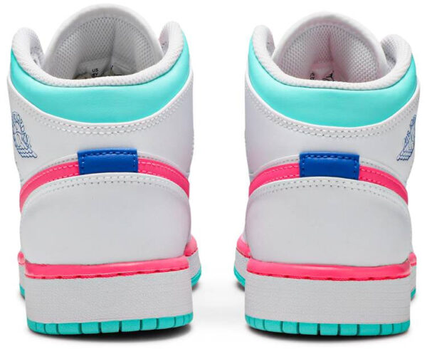 Jordan 1 Mid White Pink Green Soar (GS) 555112-102 - Brosneaker photo 2