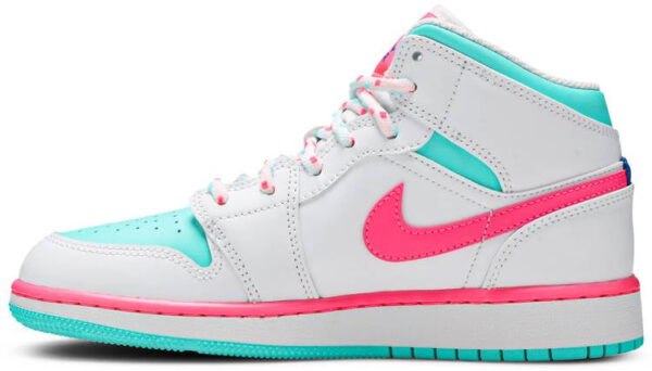 Jordan 1 Mid White Pink Green Soar (GS) 555112-102 - Brosneaker photo 4