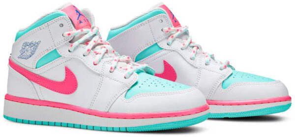 Jordan 1 Mid White Pink Green Soar (GS) 555112-102 - Brosneaker photo 5